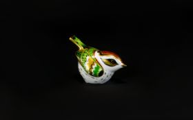Royal Crown Derby Jenny Wren Paperweight Complete with gold button and Royal Crown Derby mark to