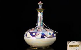 Lancaster Pottery Alvin Davies - Signed Studio Art Lustre Ware Decanter. Painted Initials to Base.