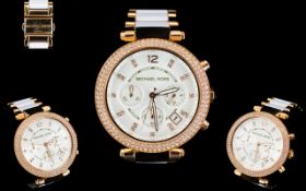 Michael Kors Ladies Parker Chronograph Watch MK5774 Features White Dial - Luminous Hands,