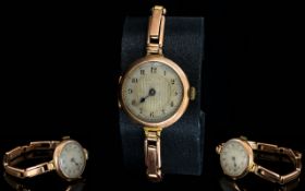 Ladies 1920's 9ct Rose Gold Mechanical Wrist Watch,