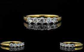 18ct Gold Ladies Five Stone Diamond Ring The round brilliant cut diamonds of good clarity and