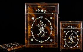 Regency - Nice Quality Tortoiseshell and Mother of Pearl Inlay - Hinged Card Case,