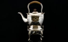 A Silver Plated Spirit Kettle Of Typical Form Height 13 inches,