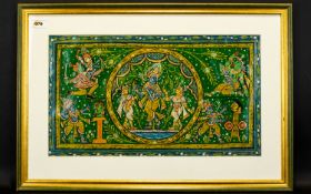 A Late 19th/Early 20th Century Painting Depicting Indian Deity's In traditional style. Housed in