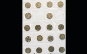 Collection of British Silver Florins - Pre 1947 ( 17 ) In Total ( 1 ) Half Crown.