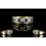 Edwardian Ladies 9ct Gold 7 Stone Sapphire and Diamond Ring.