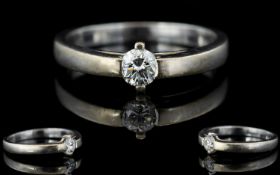 Contemporary Design 18ct White Gold Single Stone Diamond Ring,