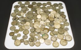 A Mixed Lot of G.B Silver Coins, 1920 - 1946. 36 ozs In Total, 18 ozs Silver.