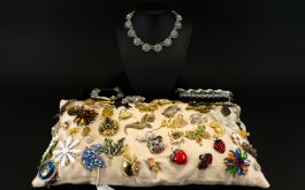 A Large Collection Of Vintage Costume Jewellery Brooches A varied collection of over 50 brooches to