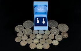 Small Collection of Low Value Coins, Includes Shillings, Half Dollars, One Dollars & Sixpences, A/F.