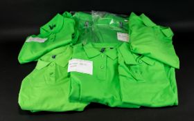 A Box Of Assorted Size Womens Polo Shirts - Lime Green Ringspun Combed Cotton Shirts.