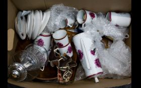 A Box Of Assorted Pottery And Collectables.