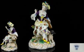 Rudolstadt / Volkstedt Late 19th Century Very Fine Hand Painted Porcelain Figurine of a Shepherdess