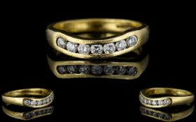 Ladies - Nice Quality 18ct Gold Diamond Set Chanel Dress Ring, The Seven Round Diamonds of Good