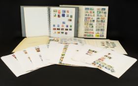 Bunch of five stamp albums of mixed stamps from around the world.