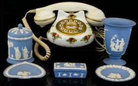 Royal Albert Old Country Roses Telephone. Together With Five Pieces Of Wedgewood Jasper Wear.