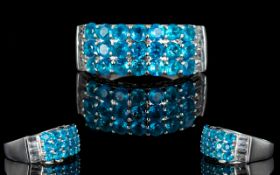 Neon Apatite and White Topaz Band Ring, 3.5cts of the rarest of the apatite family, the