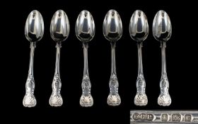 Elkington & Co Wonderful Quality Set of Six Kings Pattern Silver Desert Spoons. Hallmark