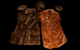 A Collection Of Vintage Mink Coats And Accessories Five items in total to include two small pillbox