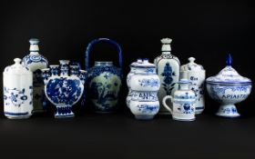 Collection Of Modern Blue And White Oriental/Persian Pottery To Include Vases, Jars, Tea Pot,