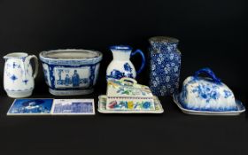 Collection Of Modern Blue And White Oriental Style Pottery.