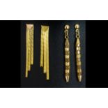 Ladies - Good Quality and Attractive 9ct Gold Tazzel Drop Earrings - 2 Pairs.