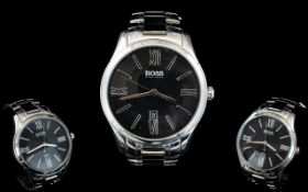 Hugo Boss Ambassador Gentleman's Excellent Quality 1513034 Silver Tone Steel Wrist Watch Features