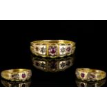 Edwardian Period 15ct Gold Ruby and Diamond Set Ring. Hallmark Birmingham 1906. Ring Size S.