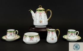 Noritake Fine Quality Hand Decorated and Painted Enamel ( 7 ) Piece Tea For Two.