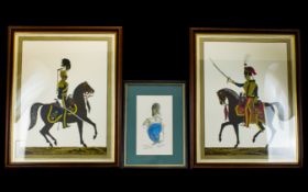 Military Interest A Collection Of Two Prints And An Original Caricature To Include Two Polychrome