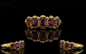 Antique Period Superb Quality Five Stone Set Pink Tourmaline (Rubelite) Dress Ring Excellent design