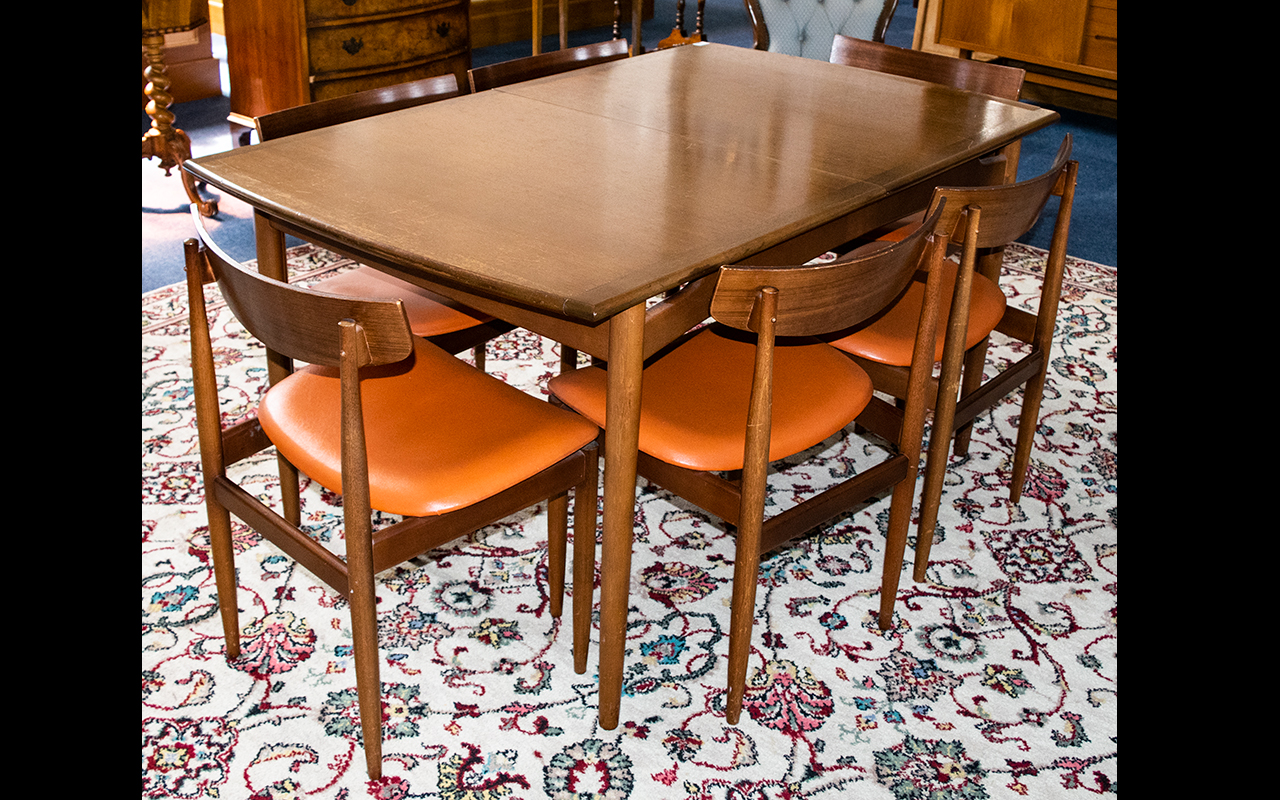 G Plan Extending Dining Table And Six Chairs. Table Top When Closed 57 x 35 Inches. Chairs With