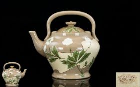 James Macintyre & Co Gesso Faience Bachelor Teapot Floral Design Marked To Underside Of Teapot 6.