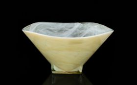 Spanish Glass Bowl Cased Swirl In a Light Brown Groaned Diameter 12 Inches Height 5 Inches