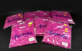 A Box Of Assorted Size Womens Polo Shirts - Pink Ringspun Combed Cotton Shirts.