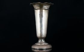 Silver Trumpet Form Vase Hallmarked Silver, Birmingham 1920, along with impressed makers mark for