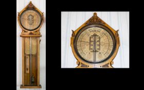 Royal Polytechnic Barometer Superb Quality Carved Golden Oak Cased Barometer By Joseph Davis & Co