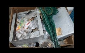 Fishing Interest. A Box Of Fishing Related Equipment. Comprising Of Fishing Wire, Nets Etc.