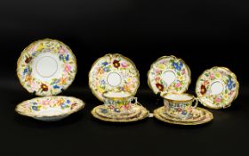 Hammersley China Superb Quality Hand Painted Queen Anne Pattern Pottery with acid gold borders (