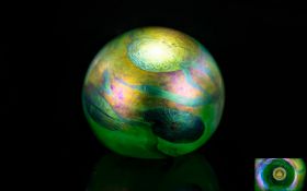 John Ditchfield Glasform Early And Signed Iridescent Glass Paperweight Circa 1970's Signed John