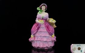 Coalport Early 20th Century Hand Painted Porcelain Figurine ' Lady Rose ' Pink Colour way. c.1910.