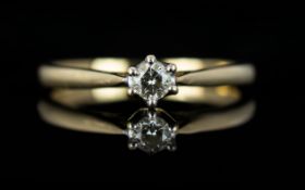 Ladies - 9ct Gold Set Single Stone Diamond Ring, The Diamond of Good Colour and Clarity.