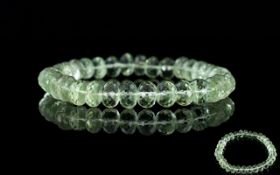 Green Amethyst Rondelle Bead Bracelet, faceted rondelles of the crisp mint green gemstone