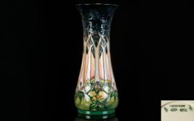 Moorcroft Modern Tubelined Tall Vase Of Waisted Form In the 'Cluny' design.