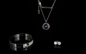 A Collection Of Michael Kors Silver Tone And Crystal Set Jewellery Three items in total,