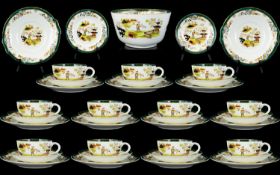 Victorian Period Fine Quality Painted Enamel on Porcelain Chinoiserie - Shinwahzi ( 38 ) Piece Tea