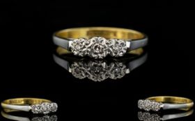 18ct Gold Diamond Ring, Three Illusion Set Round Cut Diamonds, Estimated Diamond Weight .