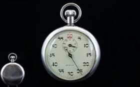 Sprint Chrome Cased Stop Watch. c.1930's. Features White Porcelain Dial, Secondary Dial.