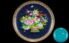 Japanese Very Large and Impressive Cloisonne Wall Charger From The Early 20th Century.