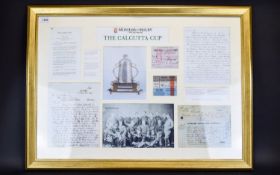 Rugby Interest Museum Of Rugby Twickenham Framed Calcutta Cup Historical Memorabilia To include